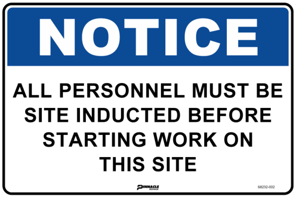Notice All Personnel Must Be Site Inducted Before Starting...