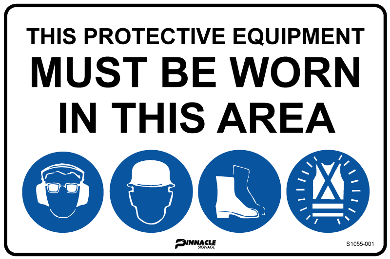 Combination Mandatory Sign, In This Area, Hearing/Eye, Hardhat, Footwear, Hi Vis - Image 2