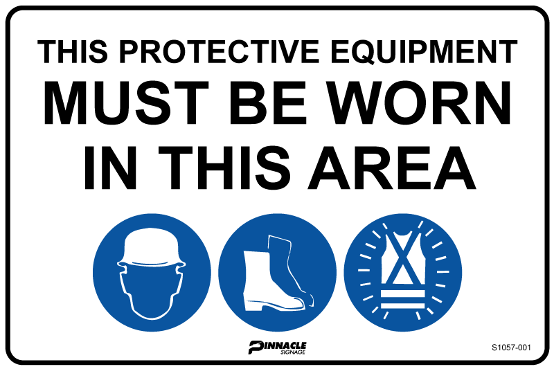 Combination Mandatory Sign, In This Area, Hardhat, Footwear, Hi Vis - Image 2