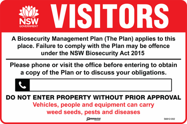 Farm Biosecurity Sign (Compliant In NSW)
