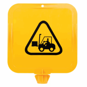 Yellow Lock In Sign Frame, Forklifts Pictogram