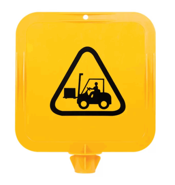 Yellow Lock In Sign Frame, Forklifts Pictogram