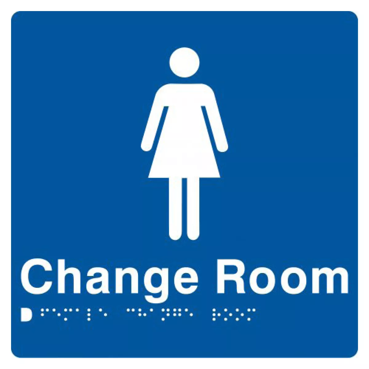 Braille Sign, Female Change Room, 180 x 180mm, Blue/White PVC - Image 3