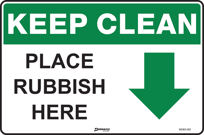 Keep Clean Place Rubbish Here (Arrow Down) - Image 2
