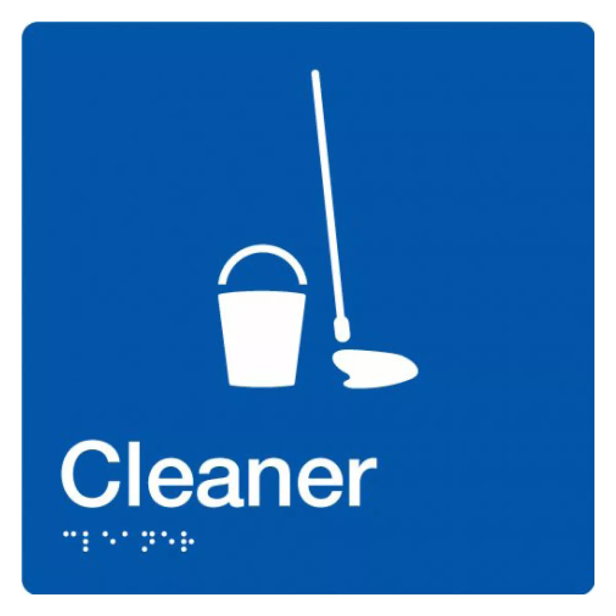Braille Sign, Cleaner, 180 x 180mm, Blue/White PVC - Image 3