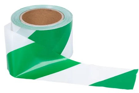 Green/White Barrier Tape, 75mm x 100m Roll