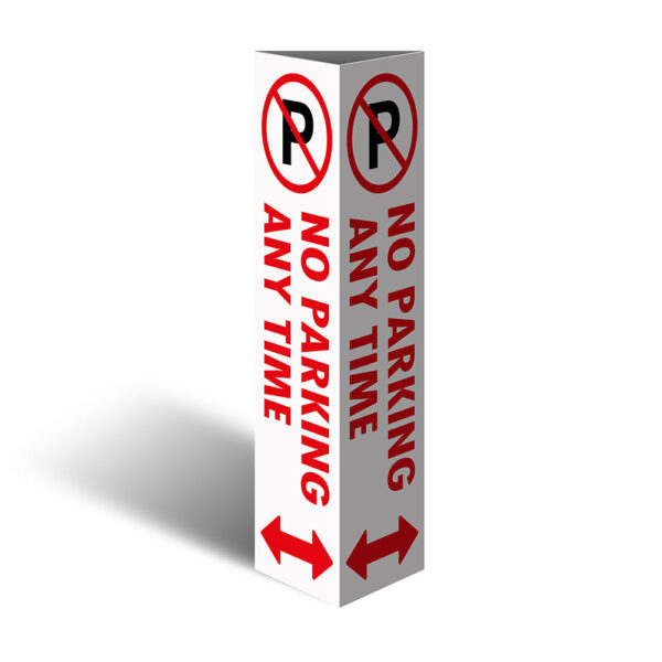 Three Sided Bollard Cover Surround, No Parking Any Time (Dual Arrows)