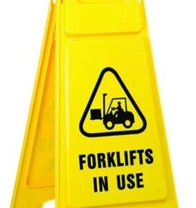 Plastic Sign Stand, Double Sided, Forklifts in Use