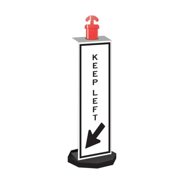 Corflute Bollard Sign Keep Left (With Arrow) 1200 x 300mm