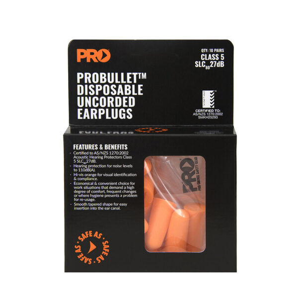 Probullet Disposable Earplugs 10 Pack Uncorded