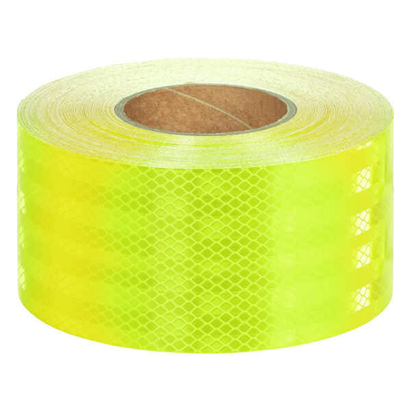 Fluorescent Lime Green Adhesive Reflective Tape, Class 1, 100mm x 45.7m
