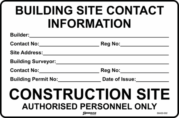 Building Site Contact Information