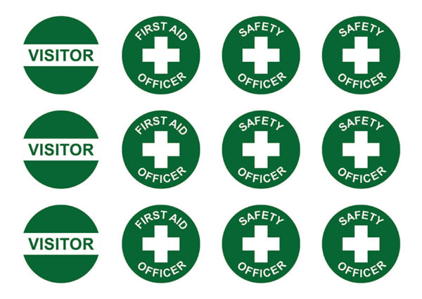 First Aid (Assorted), 50mm Round Hardhat Stickers, Pack/12