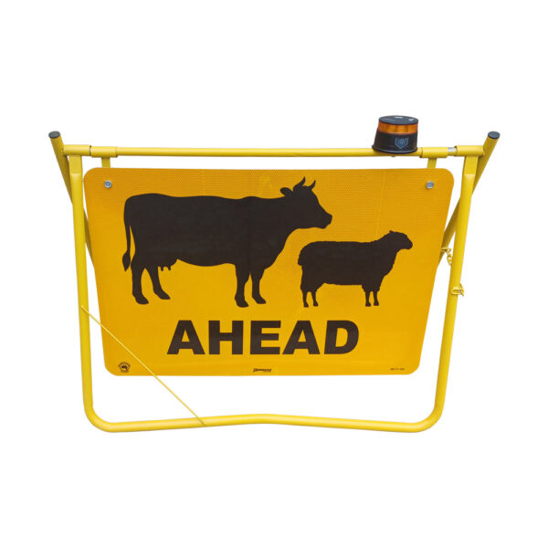 Stock Ahead (T1-19A), 900 x 600mm Metal, CL1 Refl Swing Stand w/Beacon Kit