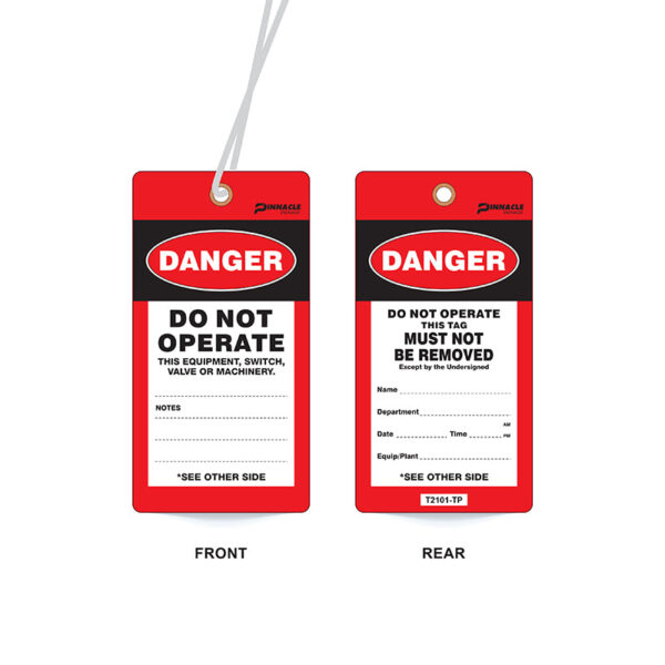 Danger Do Not Operate Tag, 75 x 145mm Water & Tear Proof, Eyelet & String, Pack/100