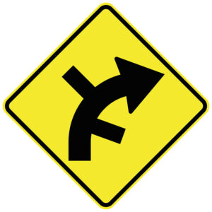Staggered Side Road Junctions On Curve Right (Symbolic)