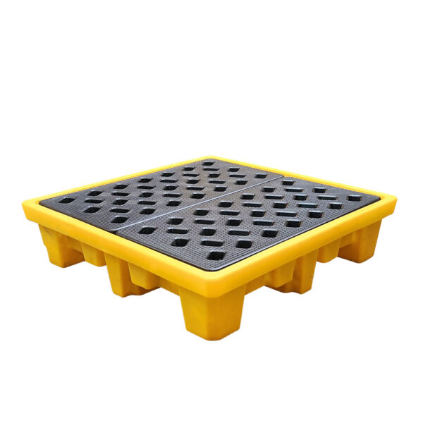 4 Drum Bunded Spill Pallet, Yellow (1460W x 1460L x 310Hmm)  - 250L Sump