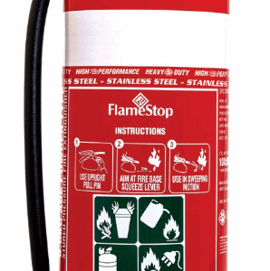 FlameStop 4.5kg Stainless Steel Heavy Duty ABE Powder Type Portable Fire Extinguisher